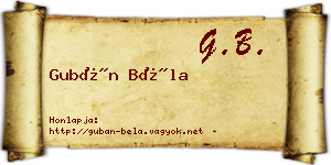 Gubán Béla névjegykártya
